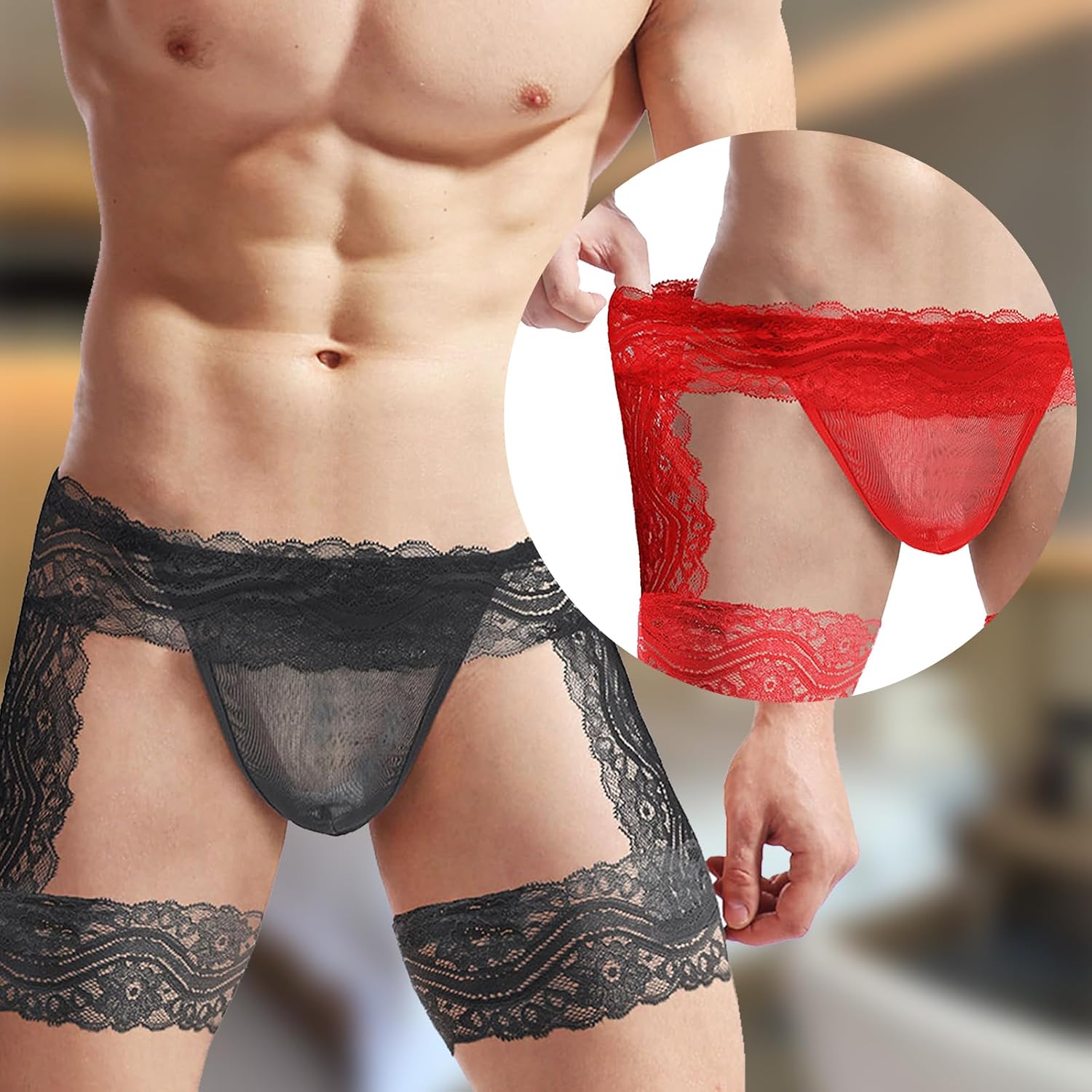 Men's Sissy Thong Panties Sexy Lace Lingerie, Feminine Underwear for Men, Soft Thongs for Straight Men, Exotic Male