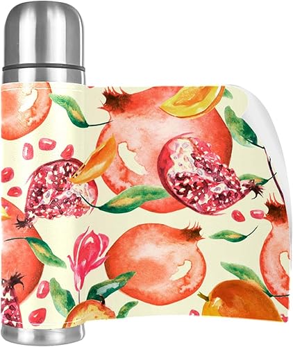 Miniatura 8 de Taza de acero inoxidable con aislamiento al vacío de cuero para acuarela, granada, botella de agua para bebidas frías y calientes, para niños y