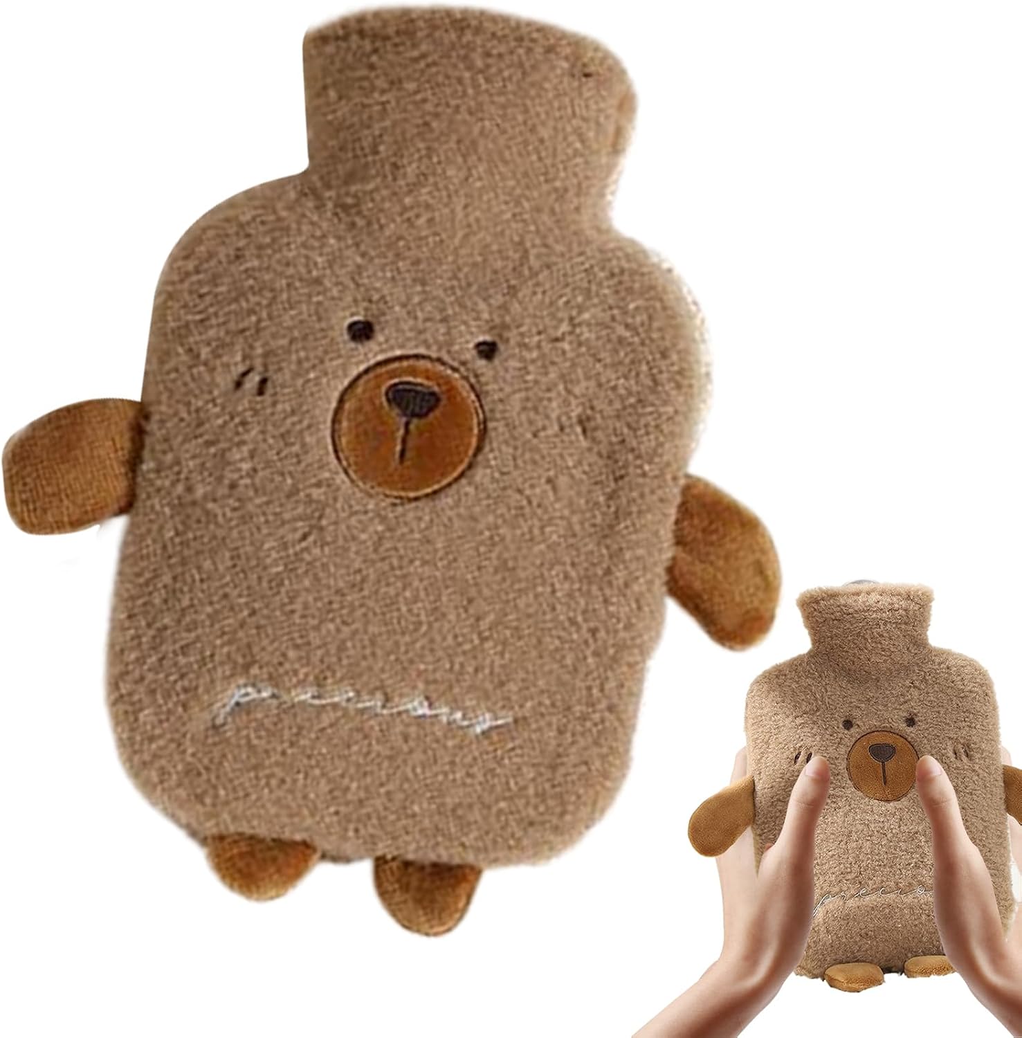 Leak-Proof Hot Water Bottle - Hot Water Bottles Rubber |Hots Waters Bottles with Plush Cover,Reusable Hots Bottle with Screw Cap,Leakproof Rubber Pouch,Waters Warm Jar for Legs Hands Shoulders Neck