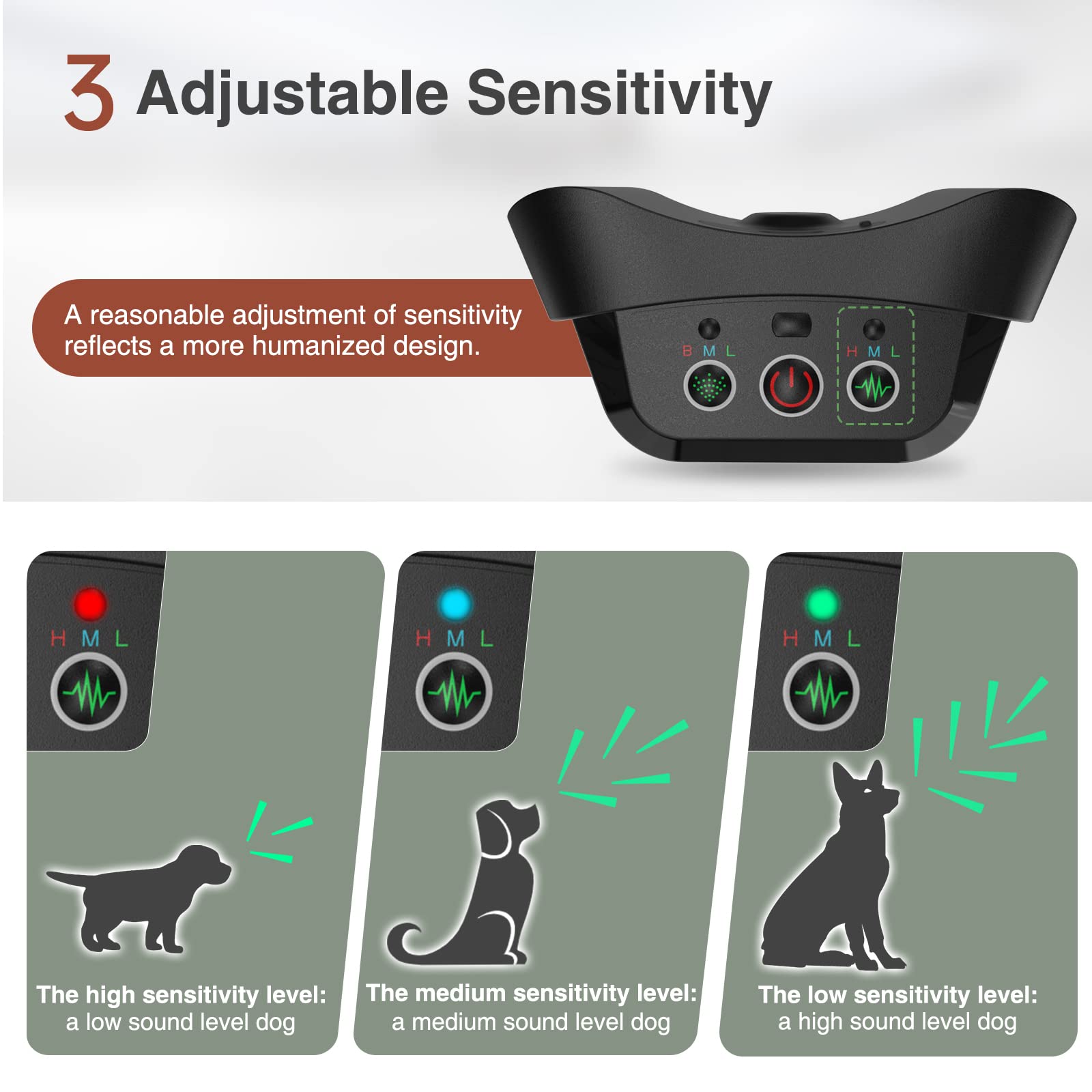 Anti Bark Collars for Dogs, Auto Citronella Dog Collar Stop Barking, Citronella Bark Collar with 3 Adjustable Sensitivity & Spray Levels, Anti Barking Dog Collars with 2 Straps for Small Large Dogs - Image 4
