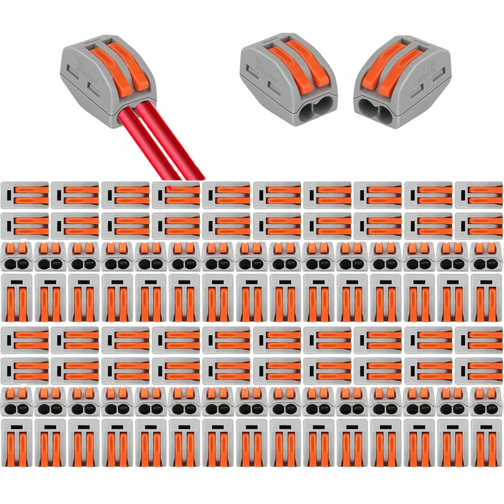 Compact Wire Connectors, YUSHIHU Electrical Connectors,100Pcs Clamp 2-Port