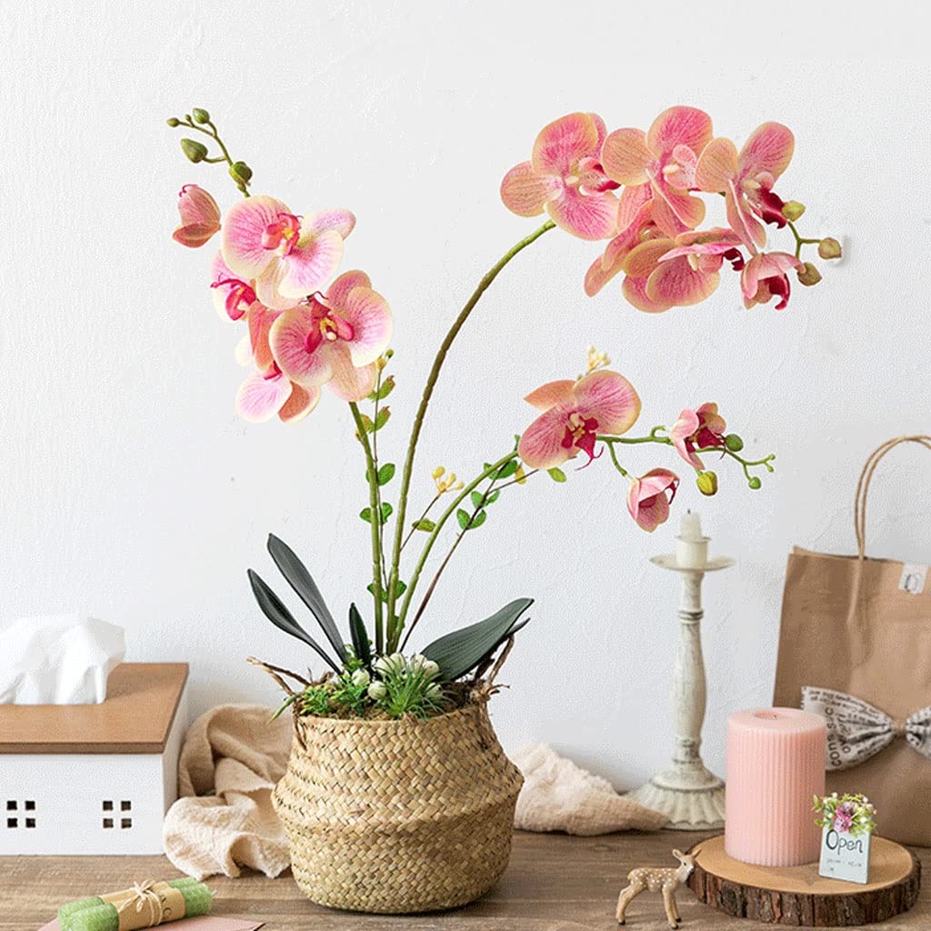 Symulacja Kwiatów Symulacja Kwiatów Phalaenopsis Zestaw Doniczkowe Bonsai Kompozycje Kwiatowe Stół Jadalny Sztuczne Kwiaty Dekoracje Domowe Biuro Kuchnia Sypialnia,Pink
