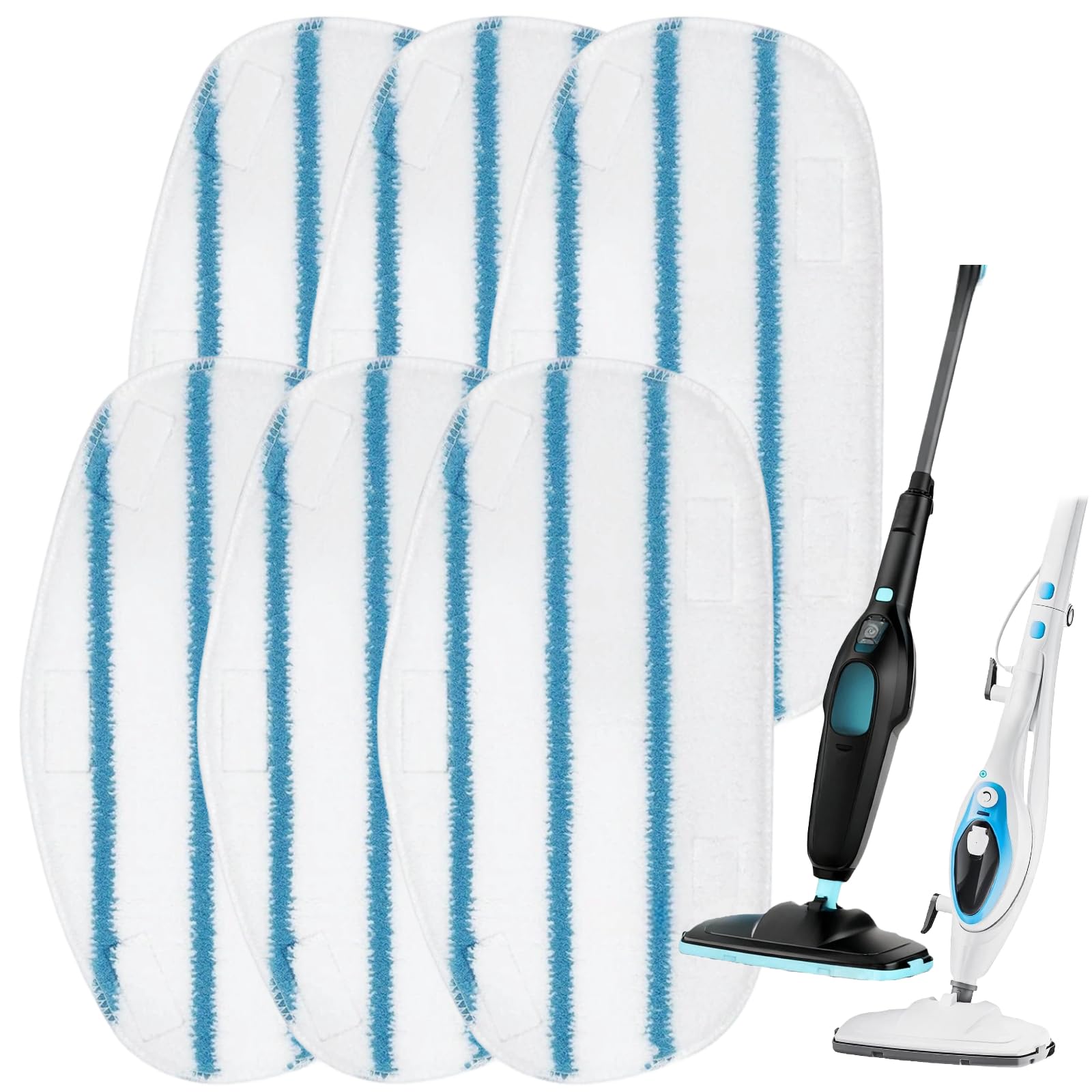 Replacement Steam Mop Pads for PurSteam 10-in-1 & Professional Steam Mop – 6 Pack Washable Microfibre Refill Pads – Compatible with PurSteam ONLY – NOT Universal