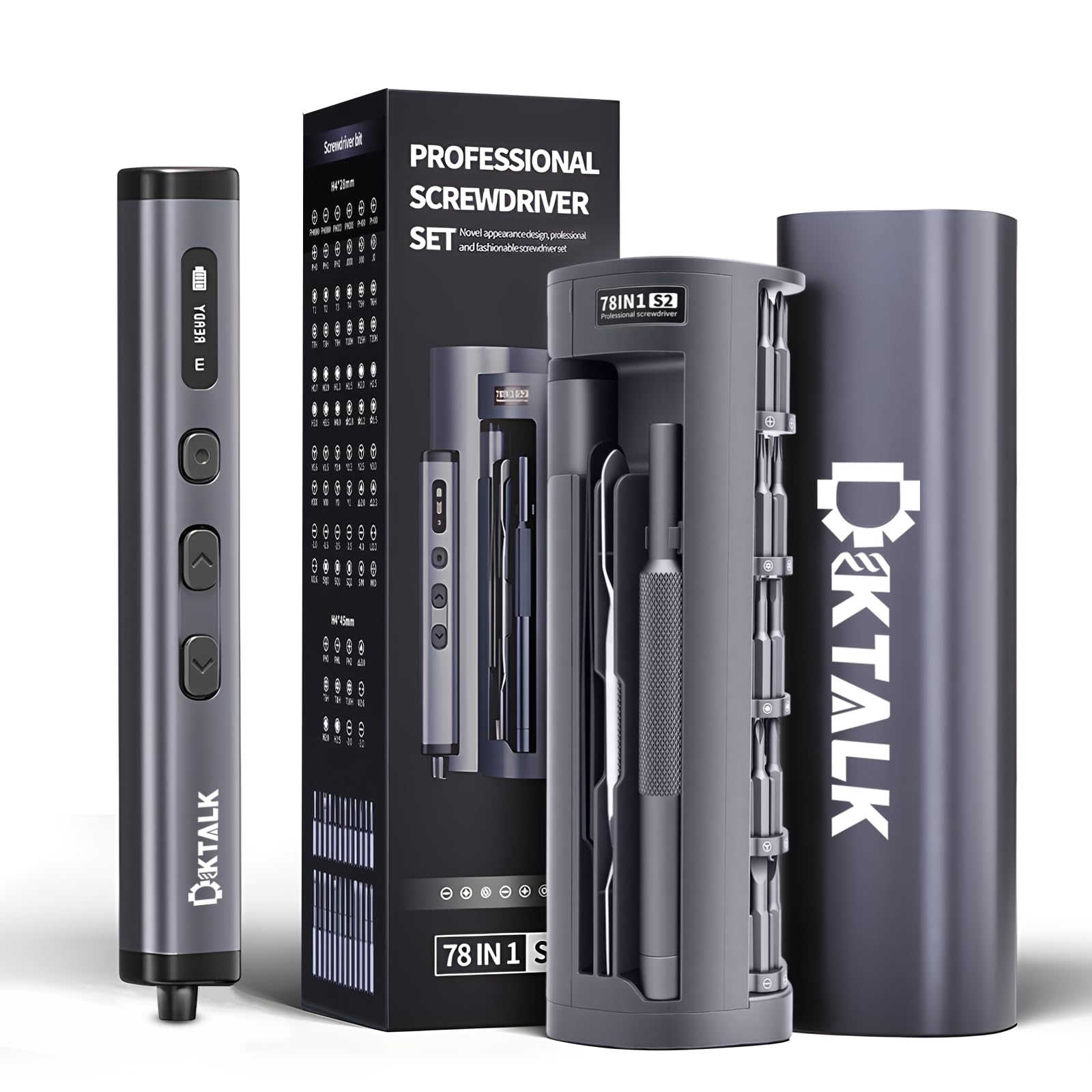 Kit de herramientas de reparación eléctrica de precisión 78 en 1 para electrónica, mini herramienta eléctrica inalámbrica con 72 puntas magnéticas y carga USB-C, juego de reparación de energía para