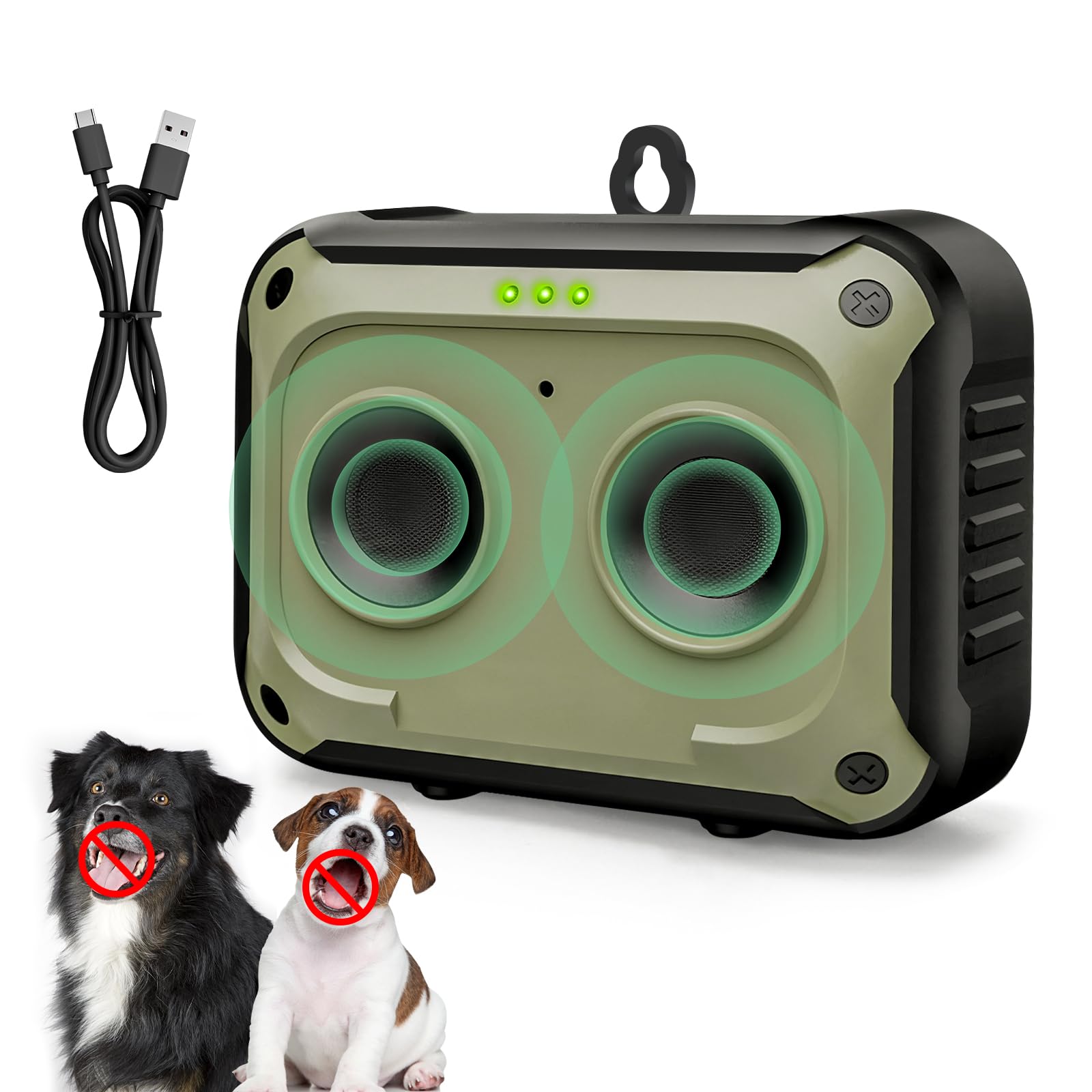 Podazz Dispositivo Anti-Bell per Cani Fermapellare Ultrasuoni - 15m Raggio Ricaricabile Bell Dissuasore 3 modalità, Dispositivo di Addestramento Sicuro per Cani Interno ed Esterno