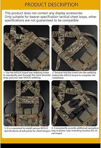 Miniatura 5 de AZB Panel frontal micro táctico para D3CRM MK4 chaleco aparejo de pecho, teléfono táctico EUD puente MOLLE panel, expansión del aparejo de pecho,