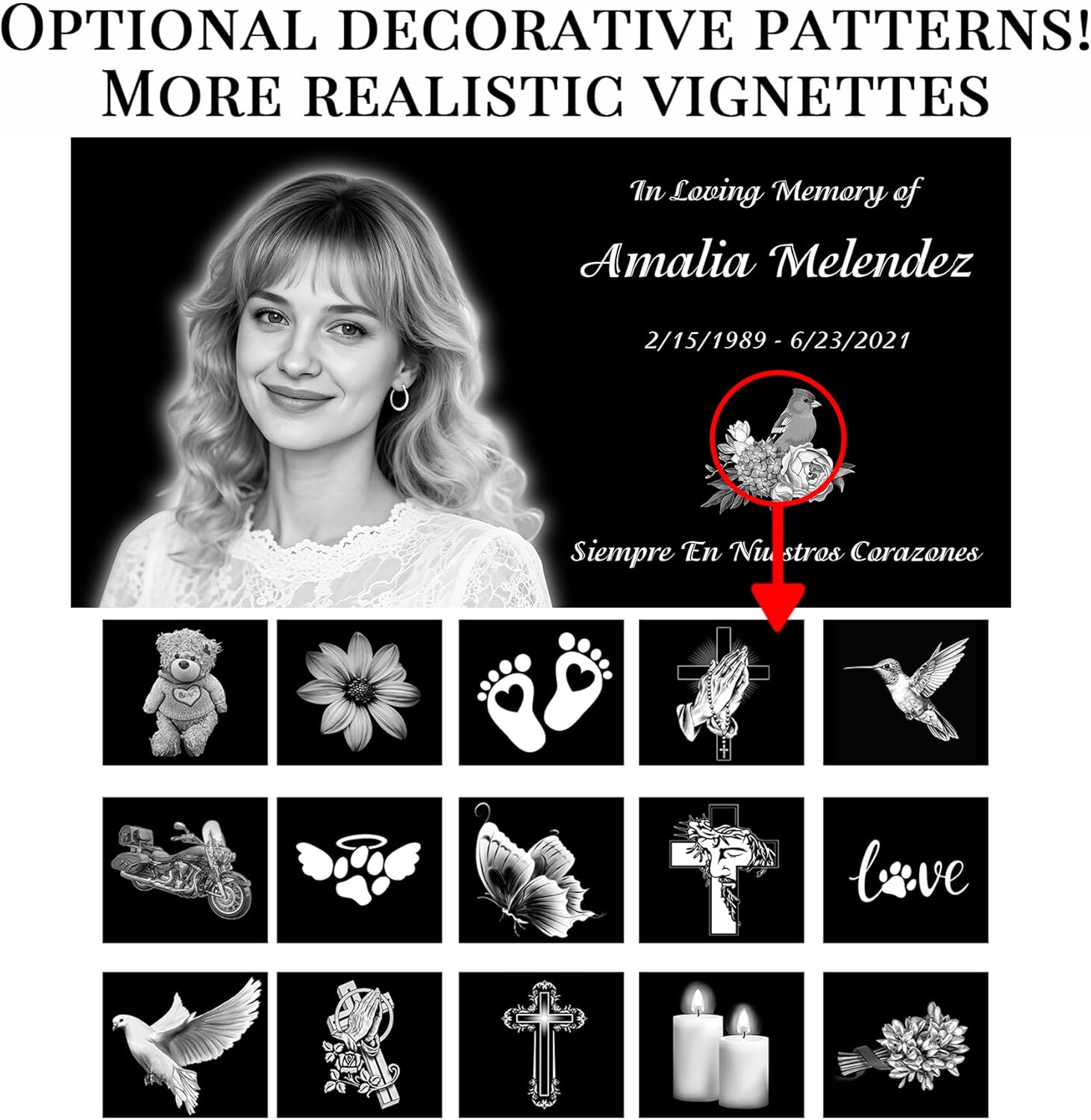 16"x8"Granite Headstones Personalized Memorial Stones Grave Markers Outdoors Grave Plaques Memorial Headstone for Outdoors Tombstone for Cemetery headstones for Graves