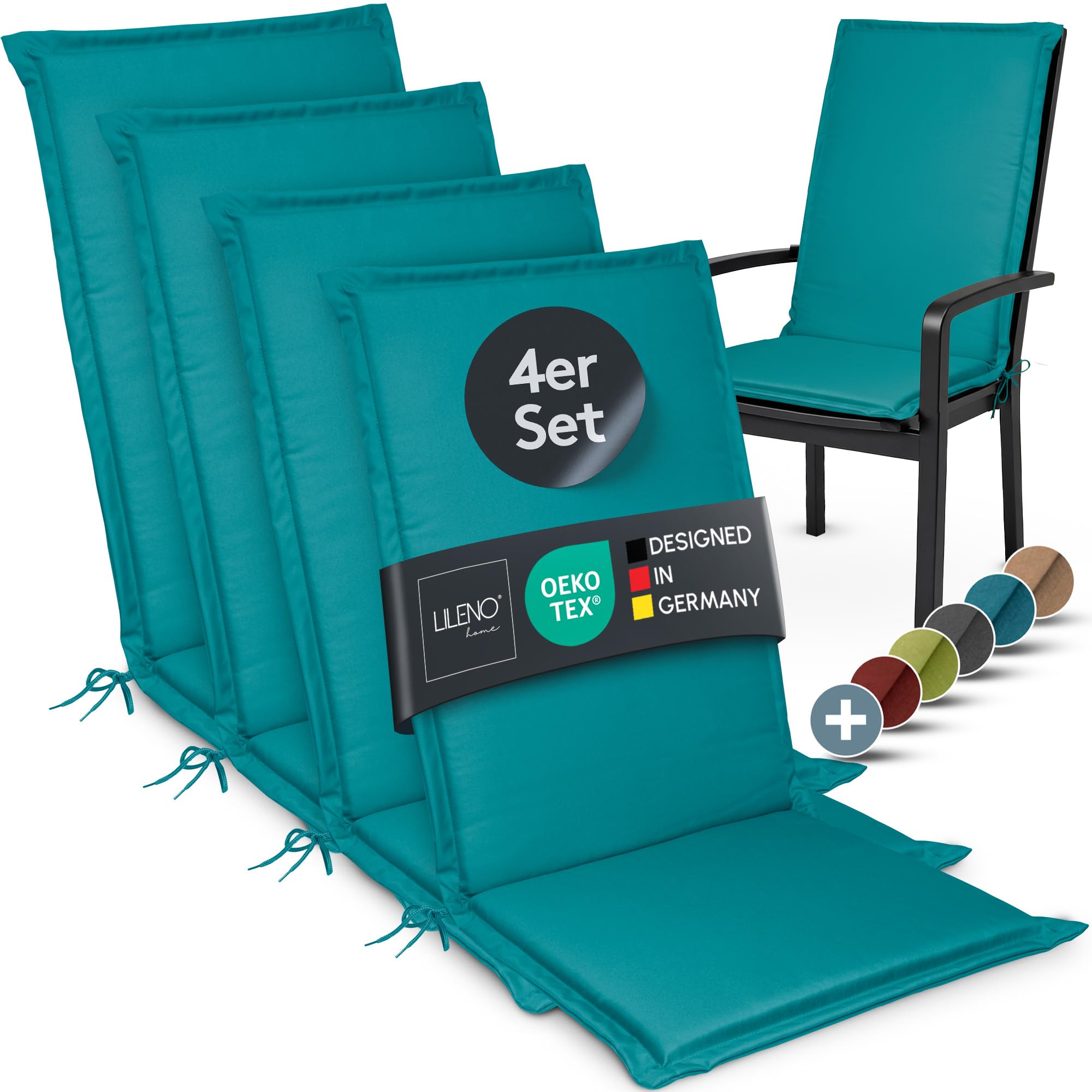 LILENO HOME Gartenstuhl Auflagen Bequeme Liegen als Sitzauflagen für Gartenmöbel - Stuhlkissen für Gartenstühle und Klappstühle Miami