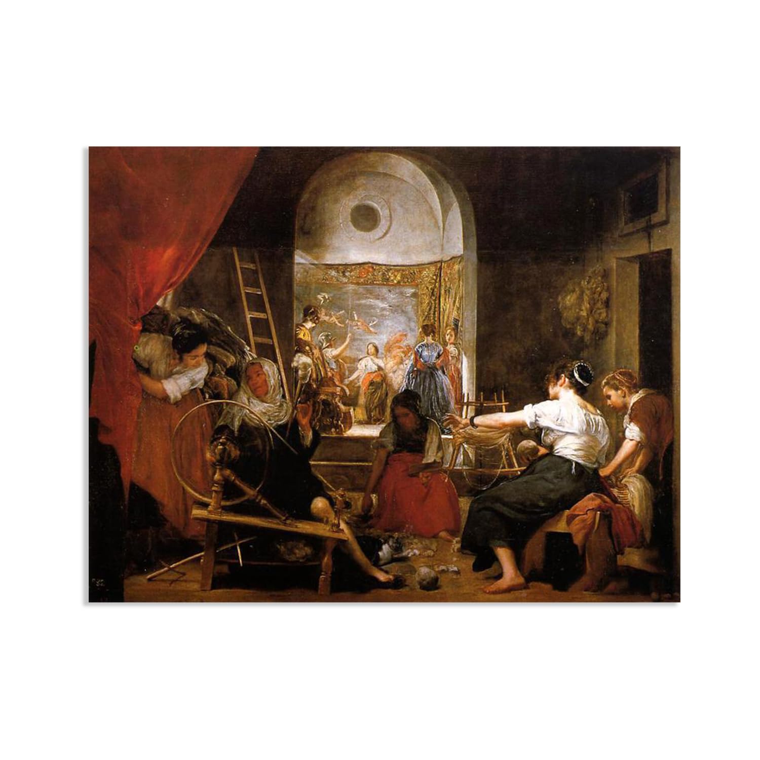 MYCGGDGH Diego Velazquez Canvas Wall Art Famous Oil Painting Reproduction The Spinners Classic Portrait Print Wall Decor for living room Bedroom Bathroom 50x40cm(20x16in) Frameless