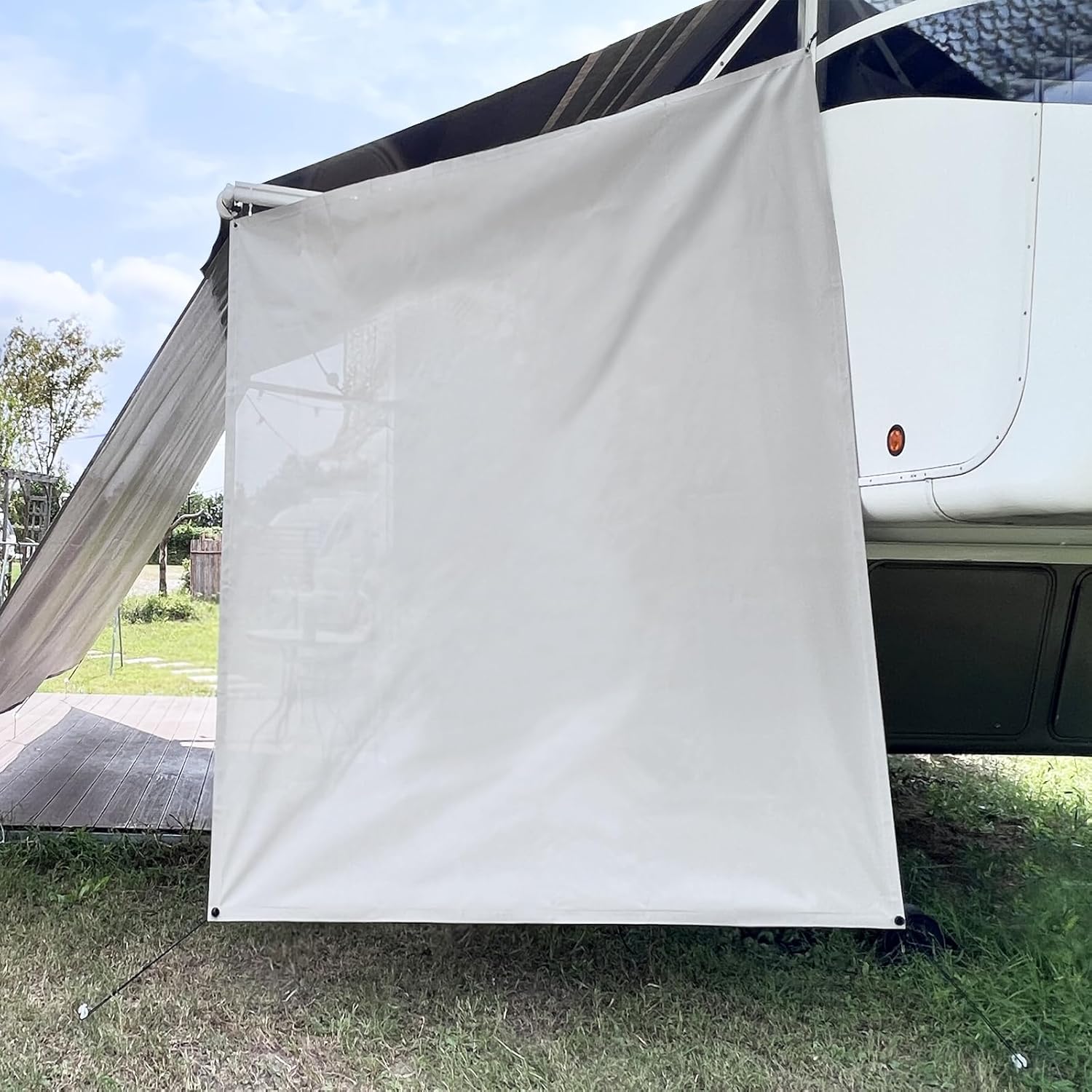Dulepax RV Awning Side Shade 8.9'X7' Beige Mesh Screen,RV