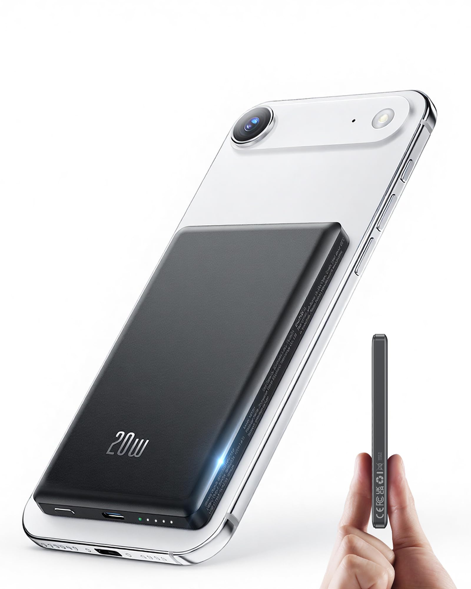 for Magsafe Portable Charger iPhone 2026 Ultra Slim Wireless Battery Pack 5000mAh 20W PD Magnetic Power Bank Fast