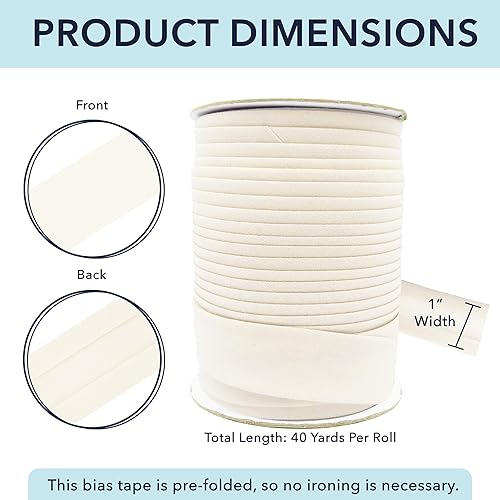 Miniatura 144 de Mandala Crafts Cinta al bies de un solo pliegue de 5/8 pulgadas para coser, acolchar, tuberías, dobladillo, manta y encuadernación de colcha, cinta