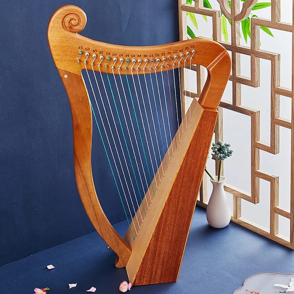 Arpa in Mogano a 19 Corde, Altezza 24 pollici/64 cm, per Bambini Adulti Principianti con Chiave per accordatura, Borsa Nera, Corde di Ricambio per Tracolla, spartito Musicale Inglese