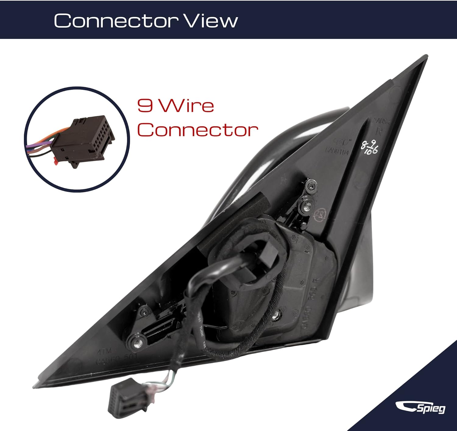 Spieg Passenger Side Mirror for 2009-2014 Audi Q5 Power Adjustment Heated Glass Auto Foldaway Puddle Lamp Turn Signal Phantom Black Pearl 9 Pins Right AU1321120