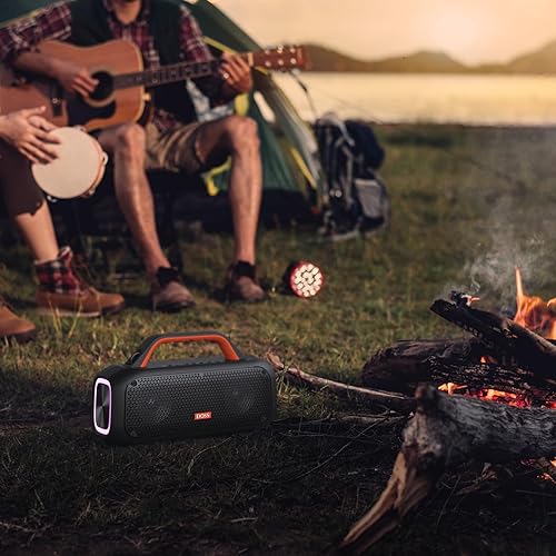 Miniatura 7 de DOSS Altavoz Bluetooth portátil, altavoz de 60 W con control remoto para ajuste de eco, graves y agudos, Bluetooth 5.3, sistema PA con luces LED