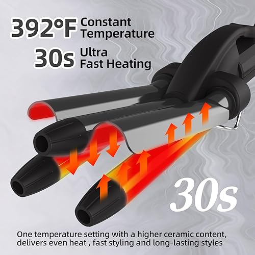 Miniatura 7 de Wizchark Rizador de pelo pequeño, rizador de ondas de playa de 12 pulgada, mini ondulador de pelo para cabello corto y largo, rizador de 3 barriles,