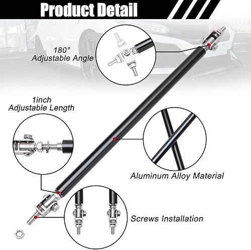Miniatura 10 de DREAMIZER - 2 varillas de soporte universal para parachoques delantero ajustable de 8 a 11 pulgadas, compatible con la mayoría de vehículos de
