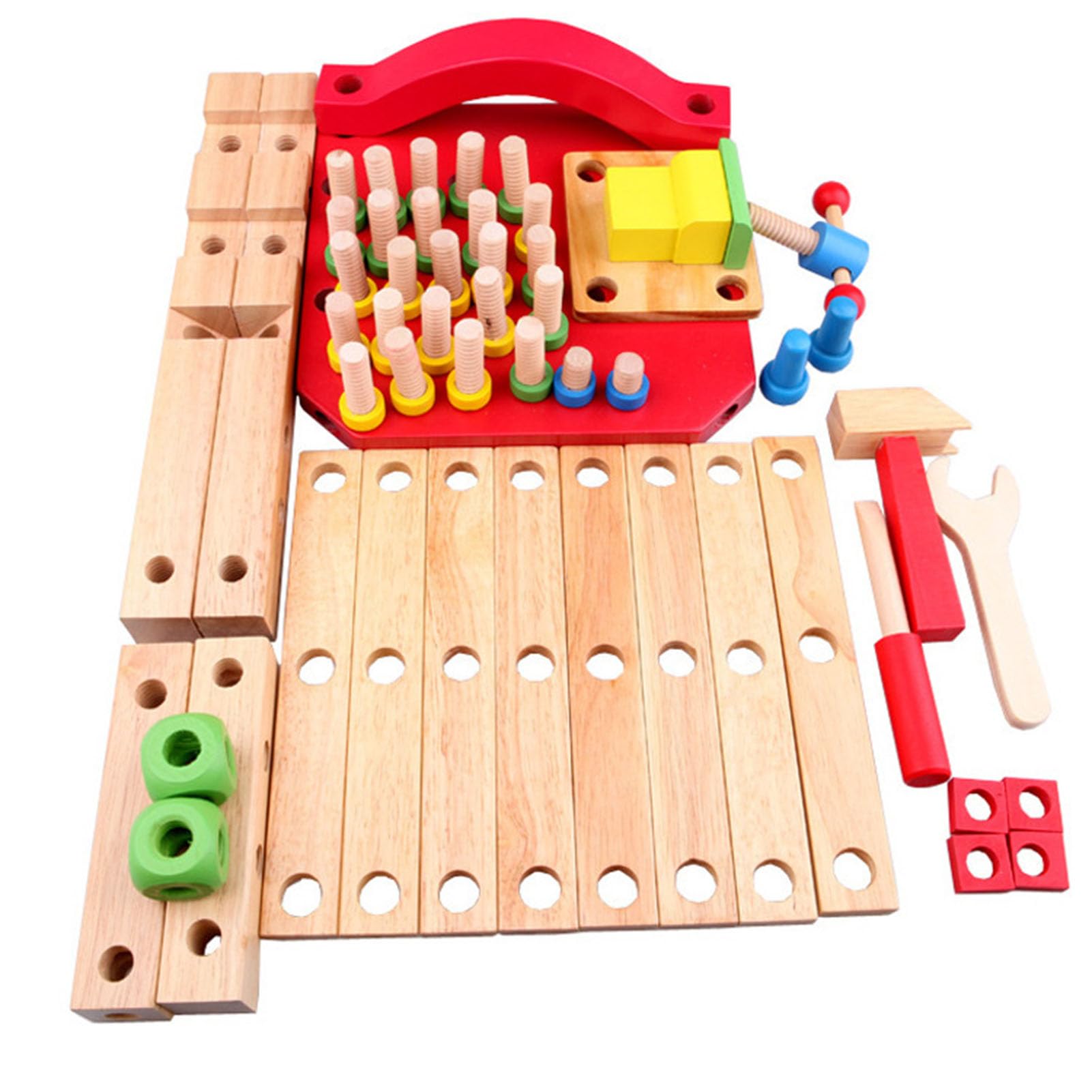 Holz-Multifunktions-Werkbank-Spielzeug, DIY-Montagestuhl für Kinder mit Werkzeugen für Kleinkinder