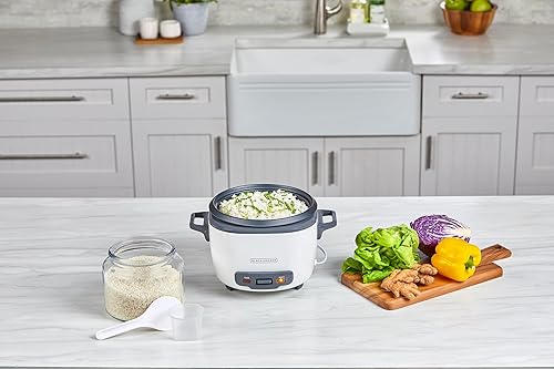Miniatura 2 de BLACK+DECKER - Olla arrocera de 16 tazas, 8 tazas de arroz crudo, canasta para cocinar al vapor, cuenco antiadherente extraíble, un toque, mantiene