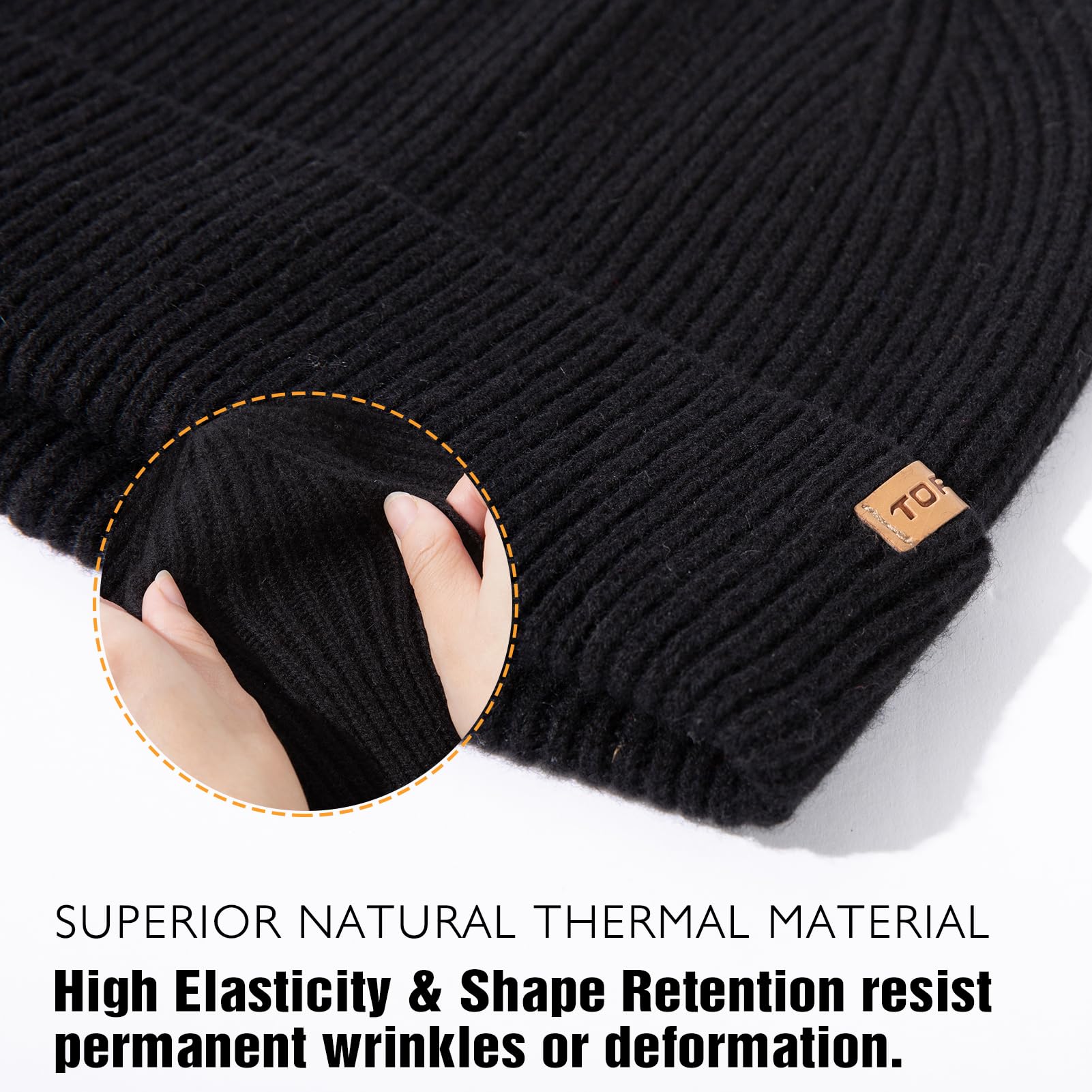 TOP-EX Ponadwymiarowa czapka z kaszmiru z wełny merynosów, unisex, czapka beanie z mankietami, dzianinowa czapka zimowa