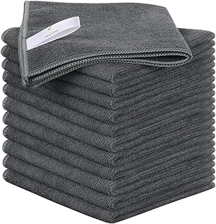 Showstopper Microfiber Cleaning Cloth 12 Pack, Large 13" x13” Highly Absorbent Streak-Free Microfiber Towels Cleaning Rags for Home, Cars, Windows (Grey, 33cm X 33cm) Price in India