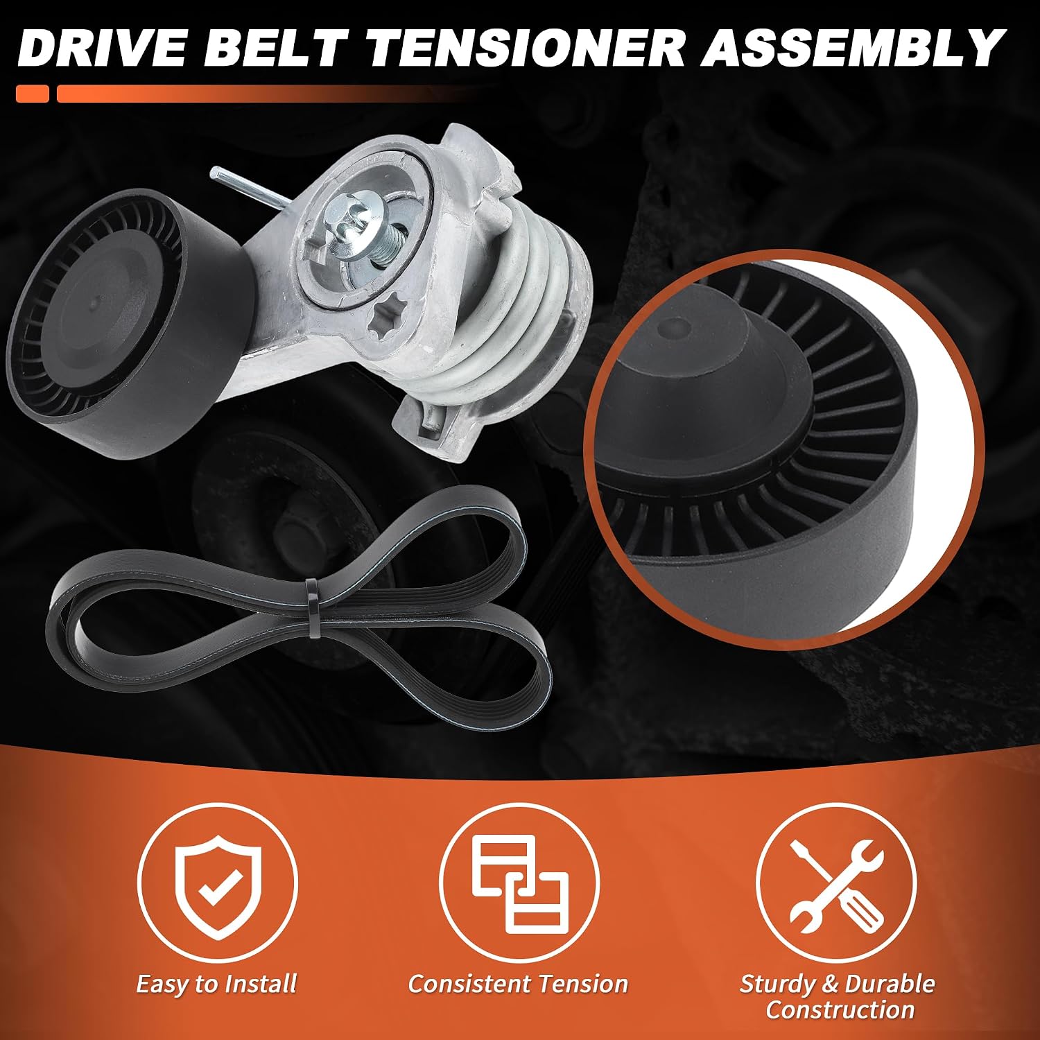 Serpentine Belt Drive Tensioner Kit for BMW X3 X5 Z4 128i 325i 325xi Drive Belt Tensioner W/Idler Pulley Assembly for BMW 330i 330xi 525i 525xi 528i 528xi 11287628650 11288624196