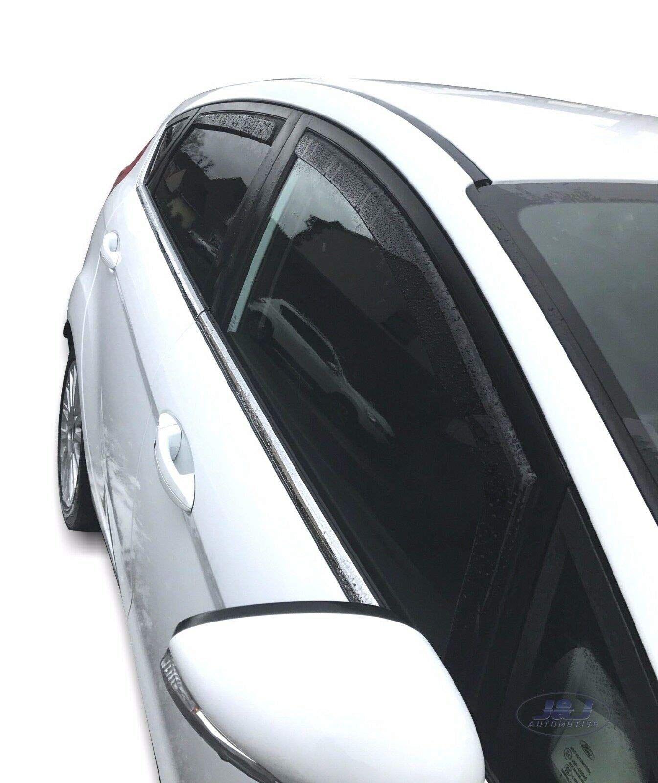 J&J AUTOMOTIVE Deflettori d'Aria per Ford Fiesta 7 5-Porte Berlina 2008-2017, Set da 4 Pezzi, Nero Fumé Oscurato Heko