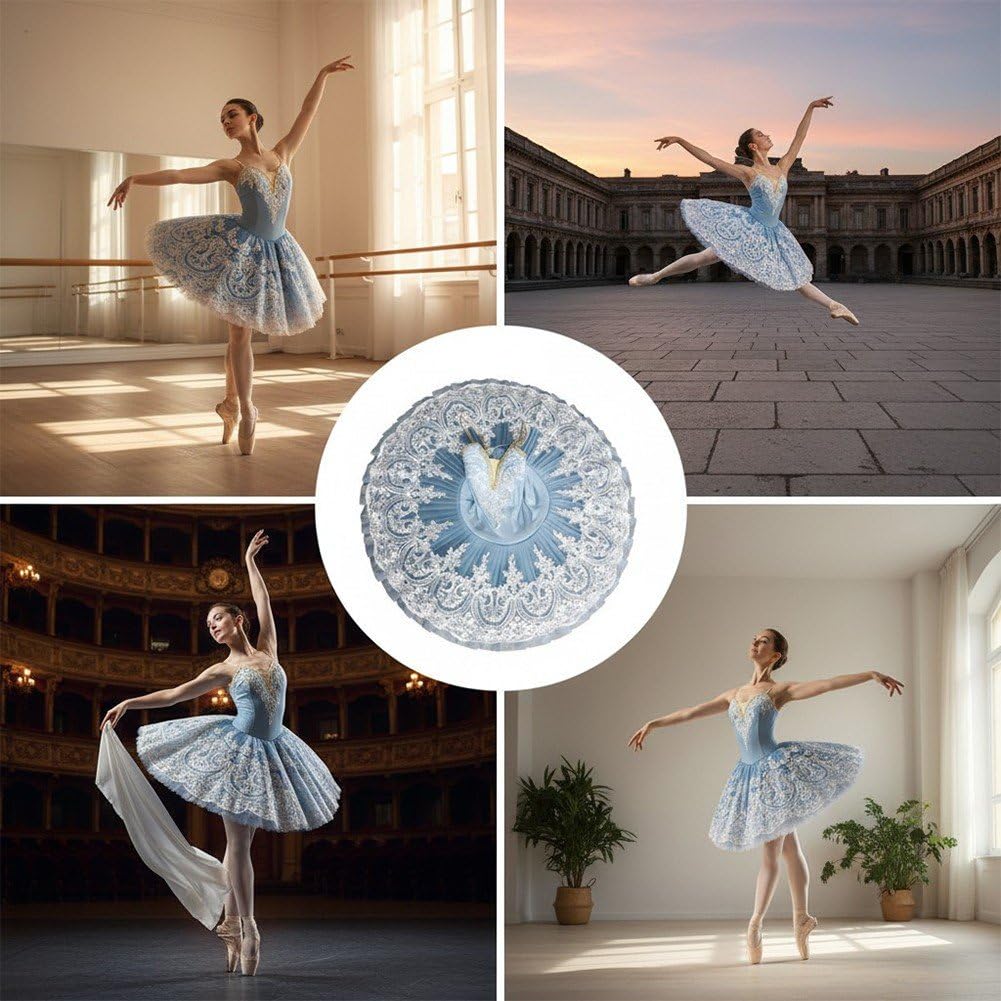 Leotardos De Ballet con Lentejuelas para Mujer, Disfraz De Bailarina del Lago De Los Cisnes, Camisola con Falda, Actuación Profesional, Falda Tutú De Ballet del Lago De Los Cisnes para Adultos
