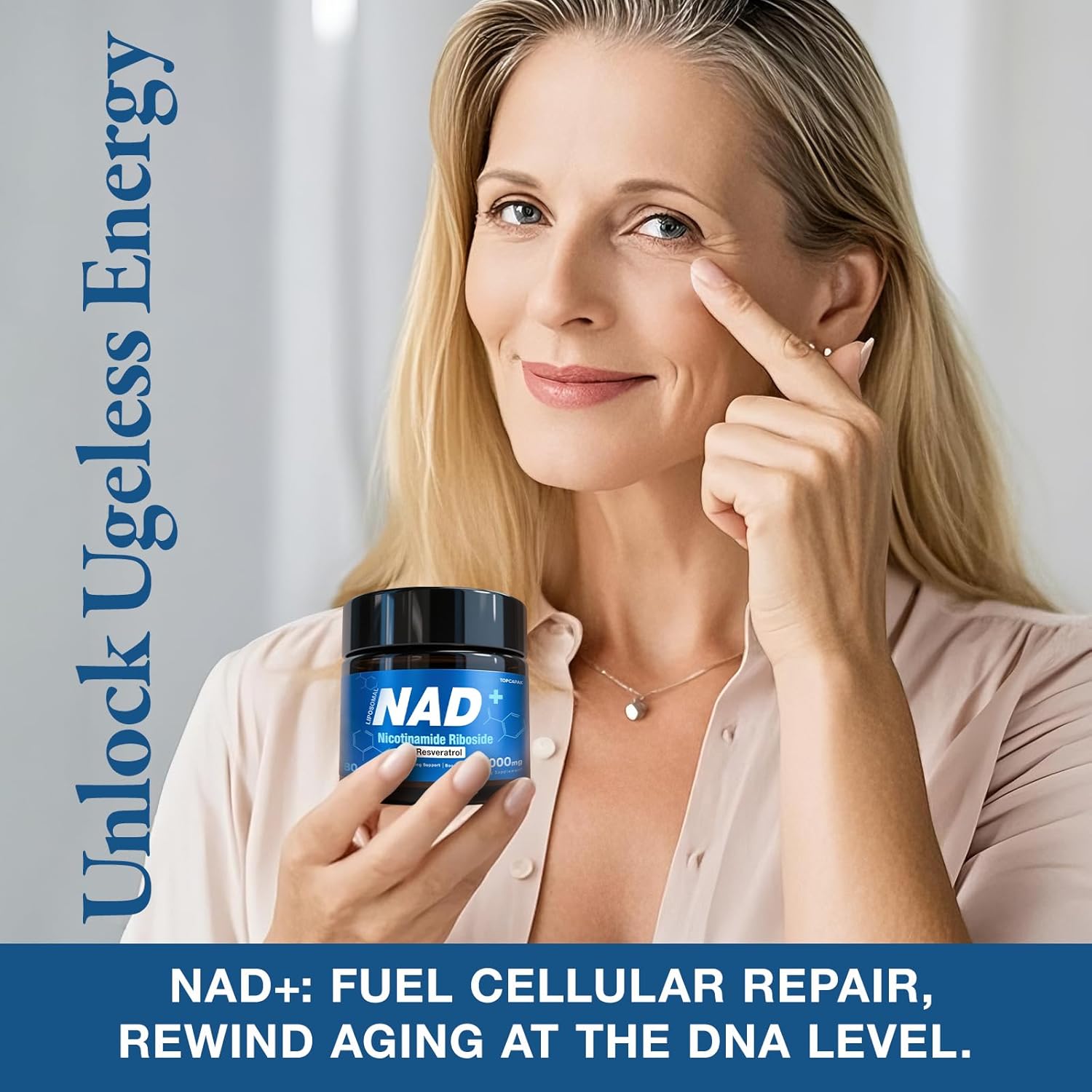 NAD+ Supplement - NAD Nicotinamide Riboside Resveratrol, Liposomal NAD+ Supplement 1000mg for for Women & Men - Healthy Aging, Brain and Cellular Energy, Non-GMO, 80 Capsules - Image 4