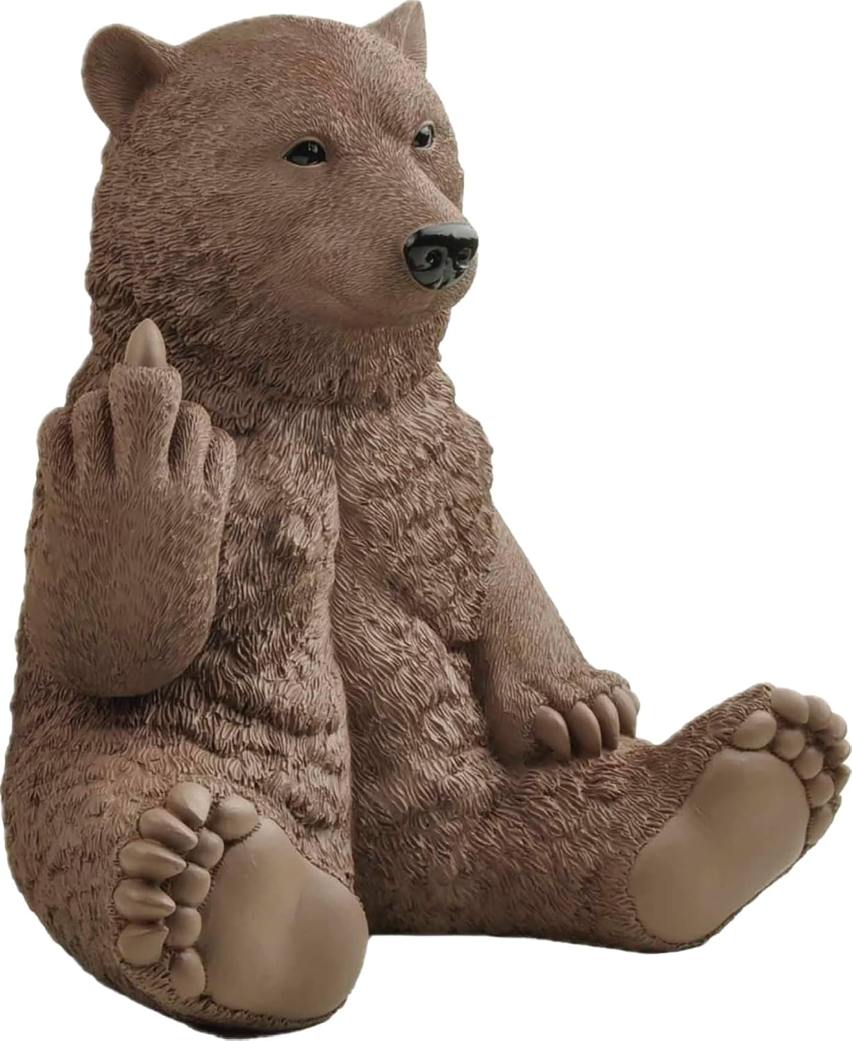 JFSM INC. 12-Inch Brown Bear Middle Finger Garden Statue – Funny Outdoor Resin Sculpture, Weather-Resistant Yard Decor, Humorous Animal Figurine for Lawn, Porch, Patio, or Gag Gift