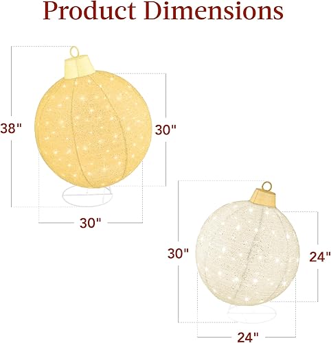 Miniatura 7 de Best Choice Products Juego de 2 adornos navideños emergentes iluminados para exteriores, decoración de bolas navideñas con 180 luces LED, 8