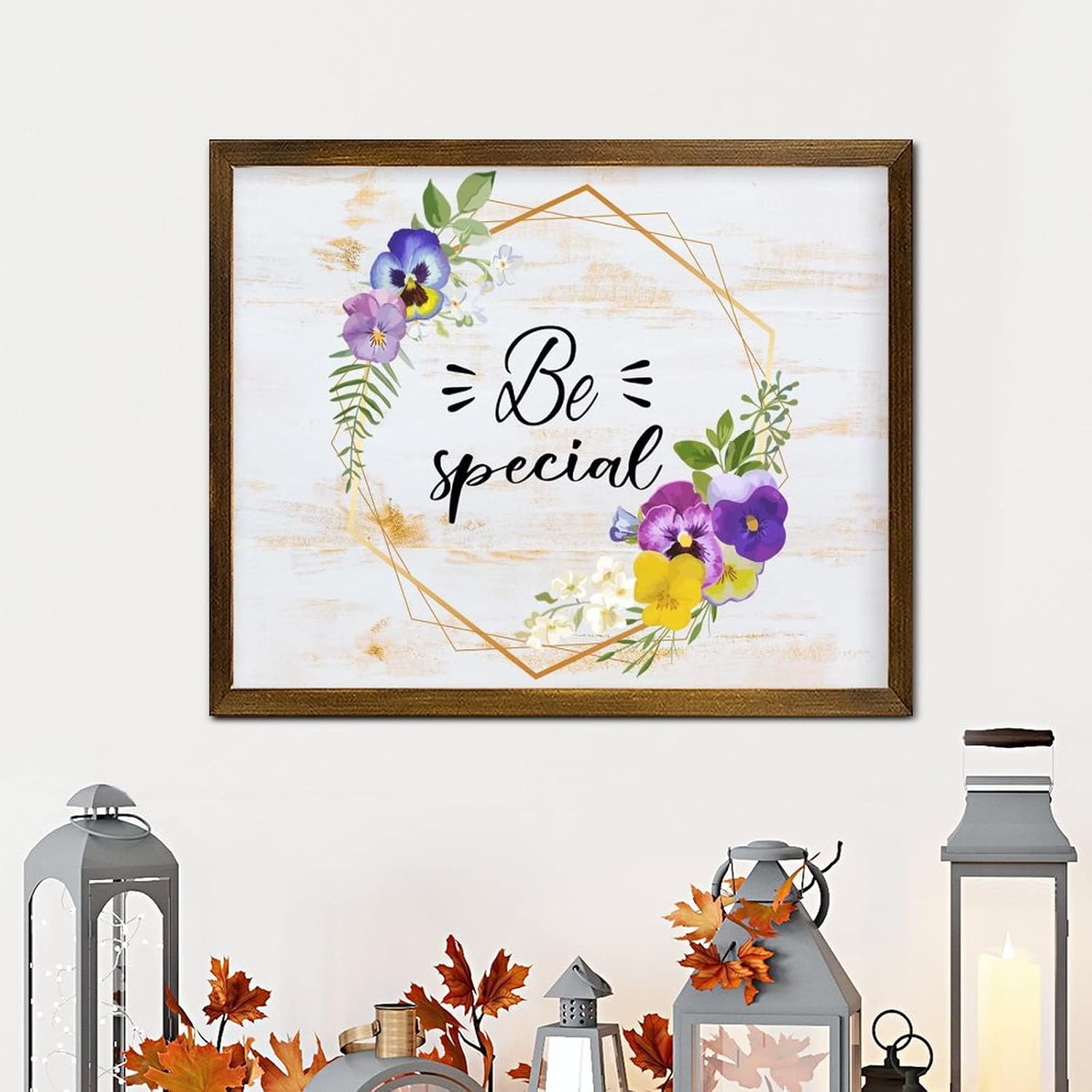 Be Special Framed Wood Sign Fresh Sunflower Flower Wreath Wood Hanging Sign Rustic Blossom Floral Wood Home Wall Decorative for Home Office Kitchen Bathroom Bedroom 16x20 Inch