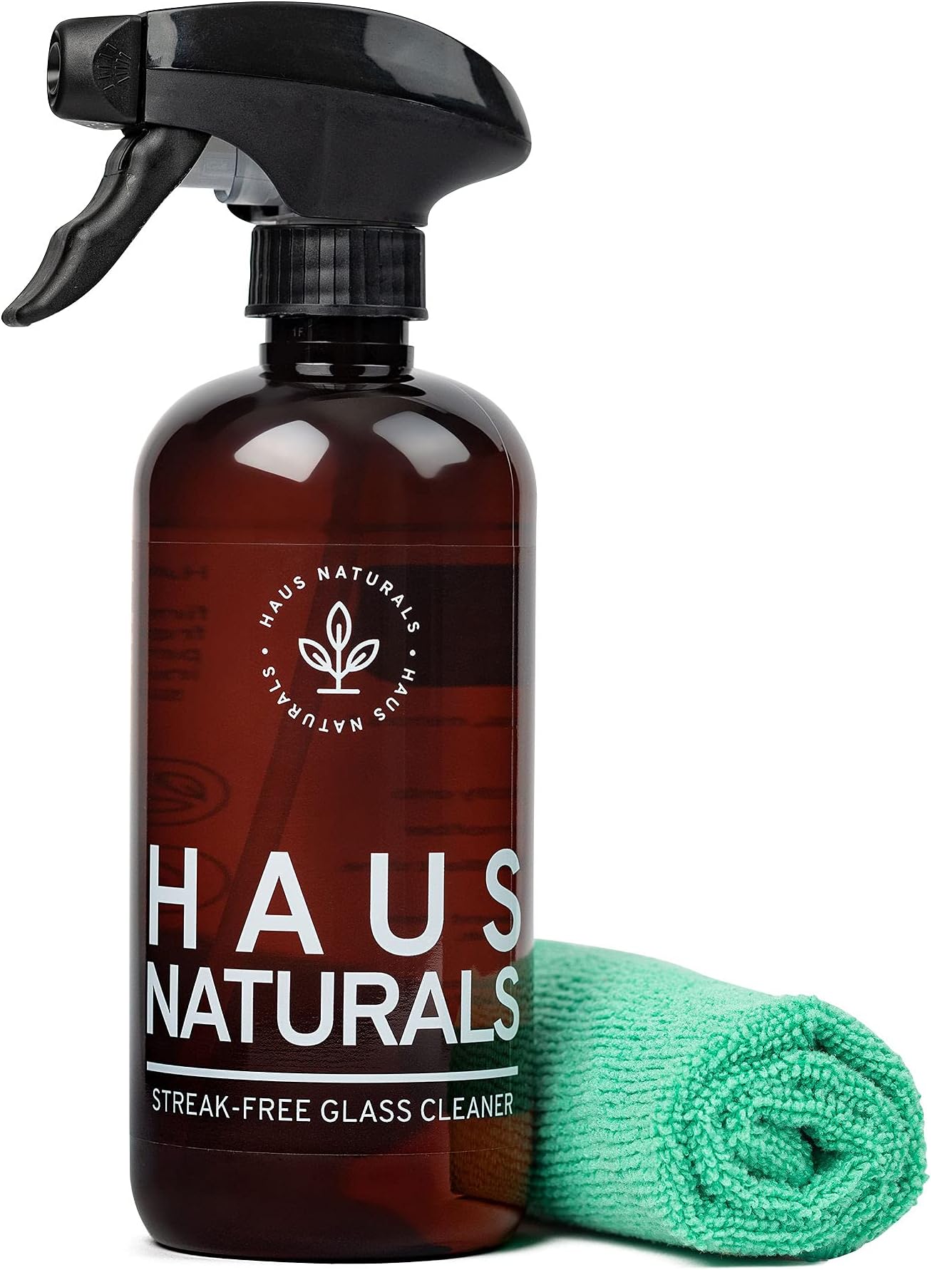 Streak Free Glass Cleaner | Removes Dirt, Grime & Fingerprints From All Your Glass Surfaces | Eco Friendly & Plant Powered | Safe for Kids & Pets | Large Microfiber Cloth Included | 16oz
