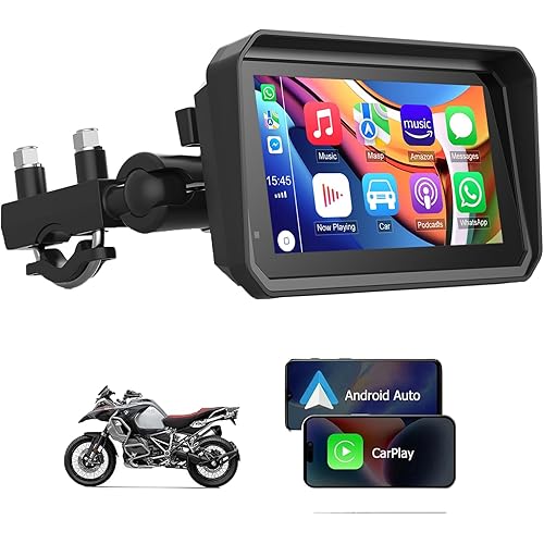 Motorcycle CarPlay & Android Auto 5.99" Motorcycle GPS Navigation System Waterproof Plug and Play Portable Screen with Dual 4K Dash Cam Bluetooth Navigation Siri Google Assistant Voice Control TPMS