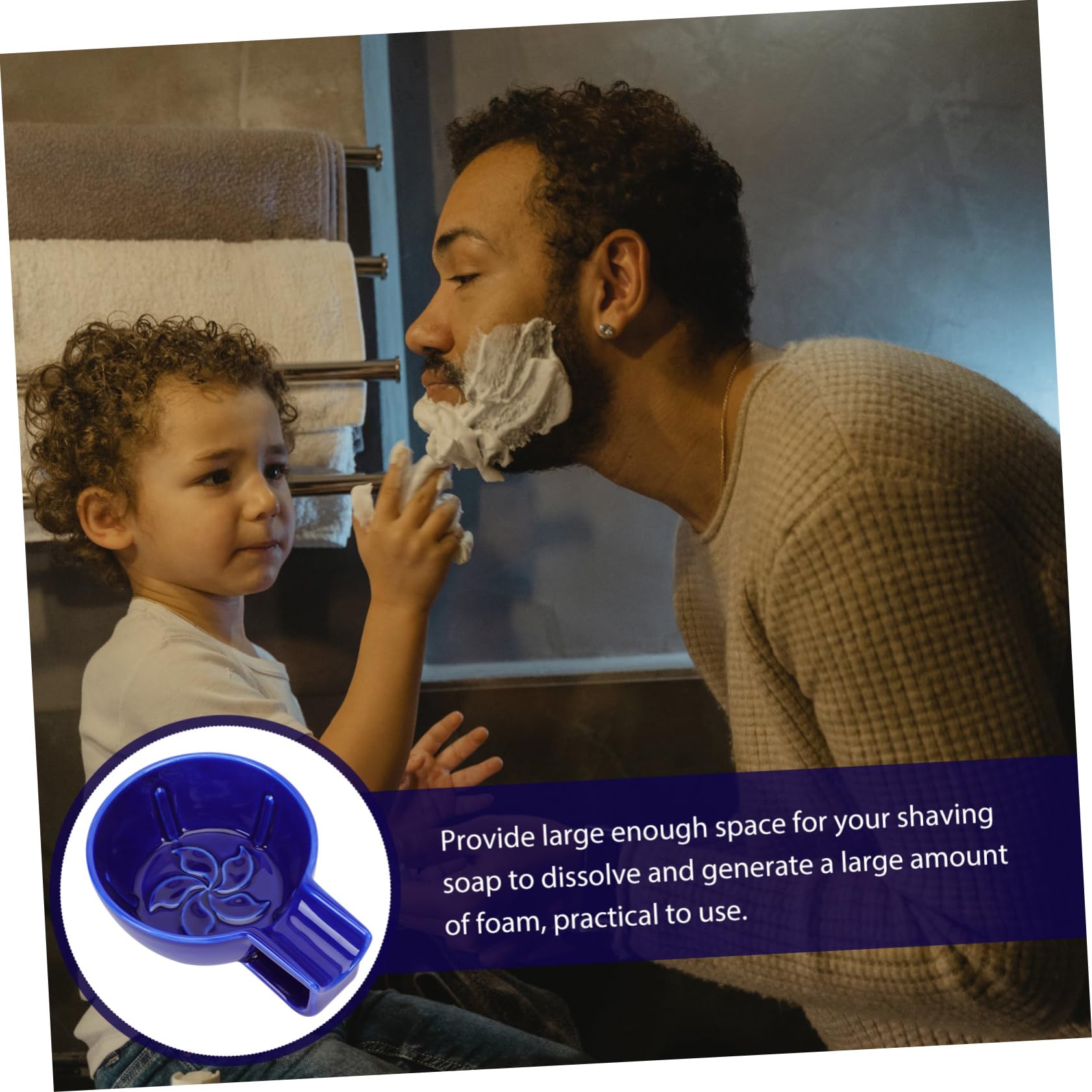 Ciotola da Barba in Ceramica 12 Cm Capacità Alta per Schiuma da Barba Uomo Accessorio Rasatura Barbiere Salone Famiglia