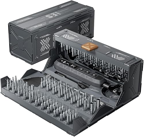 EZARC Juego de destornilladores eléctricos, destornillador inalámbrico 181 en 1, 3 ajustes de par con 160 puntas de precisión magnéticas, kit de