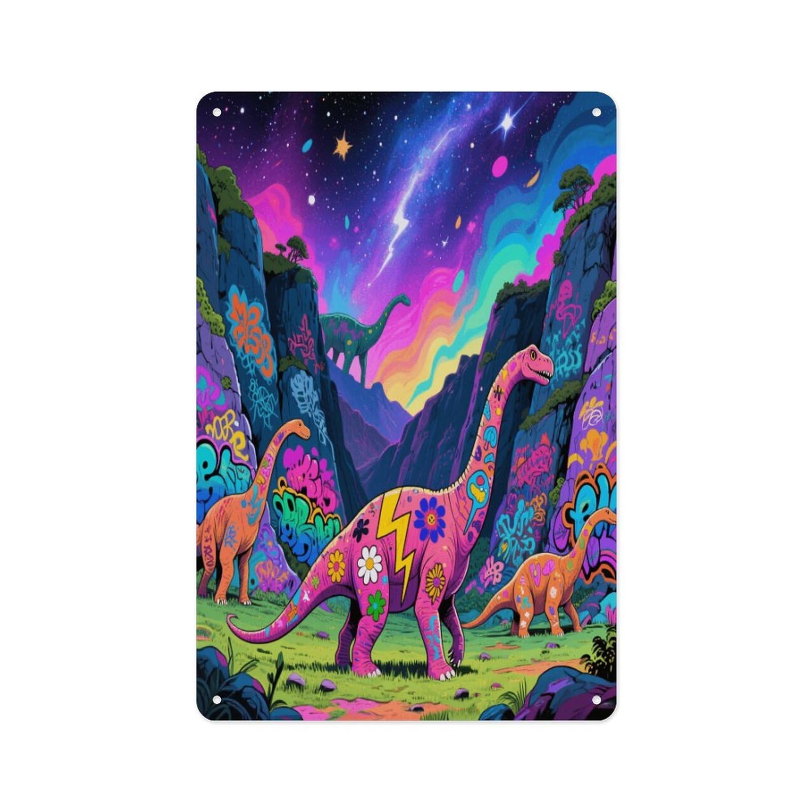 Fekiloot Style Graffiti Dinosaur Wall Decor Metal Signs Tin Signs Poster