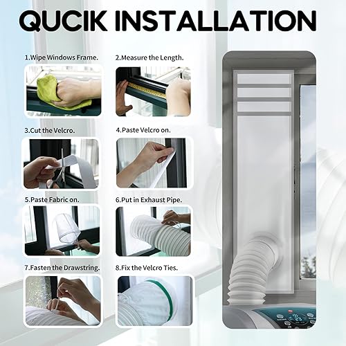 Miniatura 8 de Sello de ventana para aire acondicionado portátil, 100% efecto de sellado, kit de ventilación para aire acondicionado portátil, secadora de vasos,