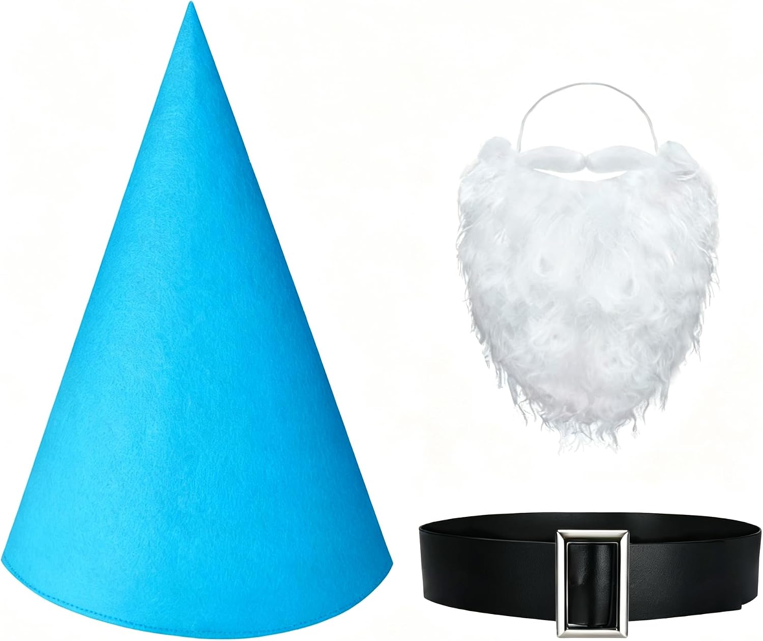 Gnome Costume Accessory Set, Felt Hat with White Beard and Black Belt, Easter Halloween Dwarf Costumes, Dress Up Kit image 5