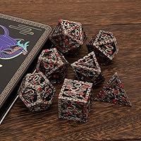 Vista 6 de Juego de dados DND de Dungeons and Dragons, juego de dados poliédricos de metal hueco D20 D12 D10 D8 D6 D4 - Juego de dados MTG D&D con salpicaduras