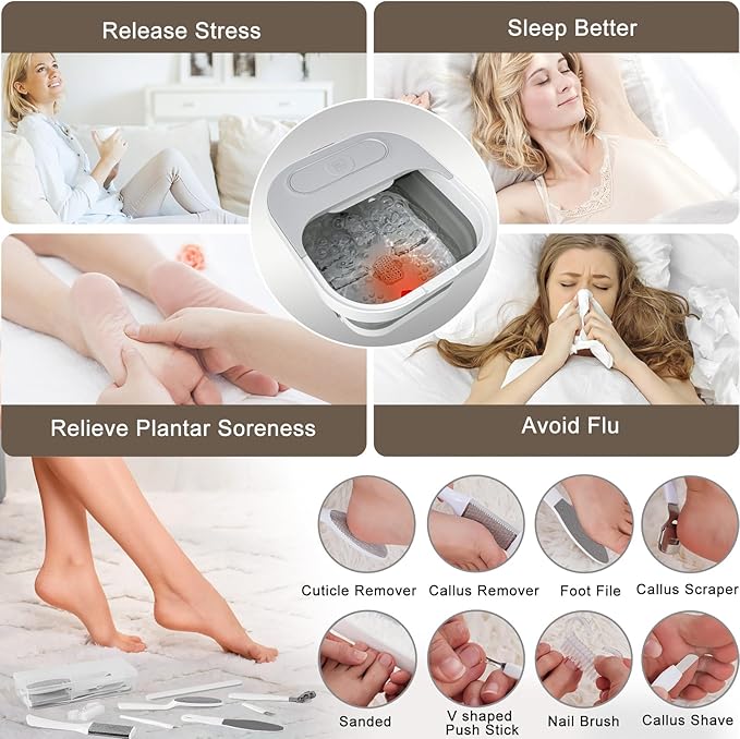 UNIFULL Spa de Pies Plegable con Calor y Masaje de Rodillos miniatura 5