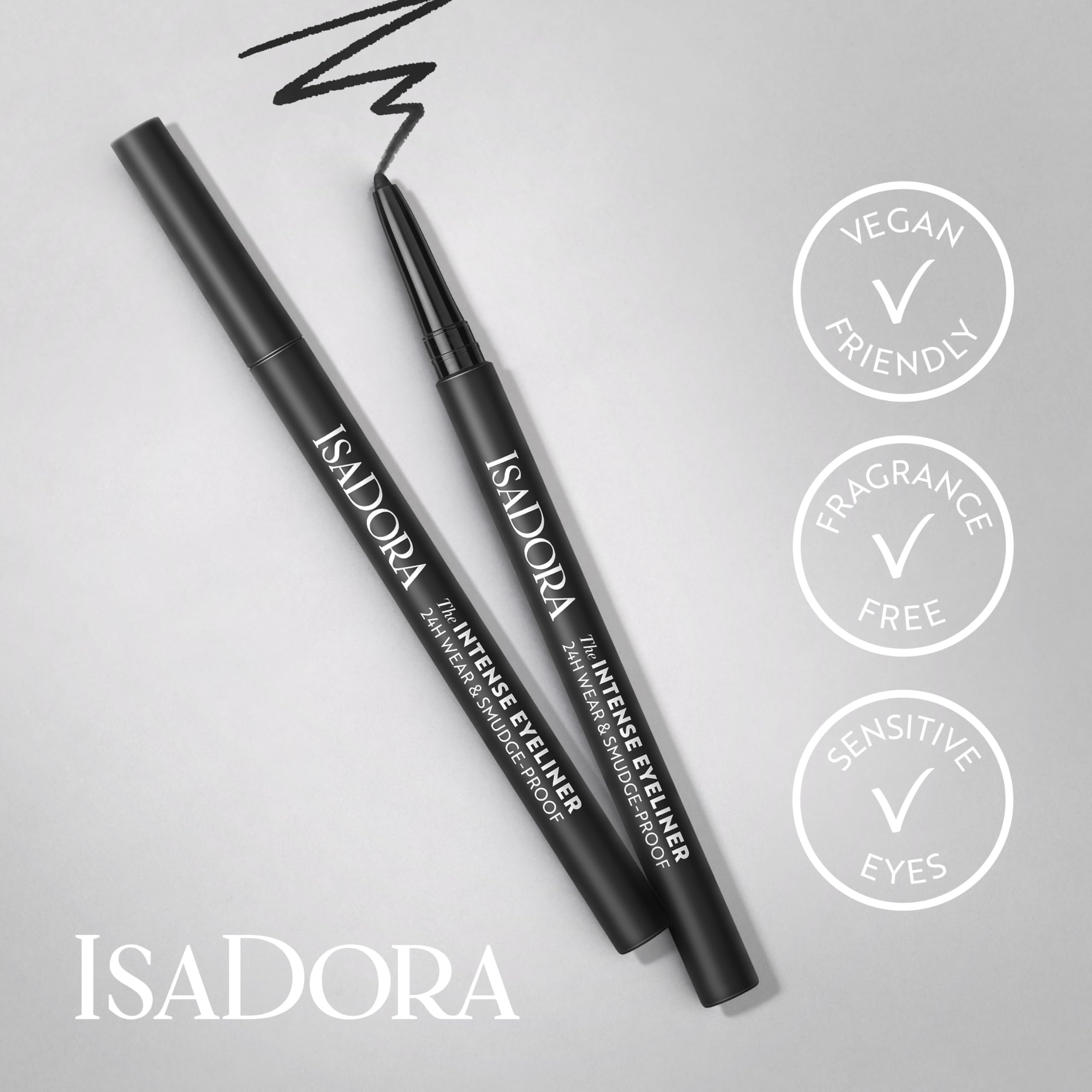 IsaDora The Intense Waterproof Eyeliner – Penna per kayal marrone scuro per linea di galleggiamento e corona di ciglia, lunga durata senza sbavature, trucco vegano, senza esperimenti su animali, senza