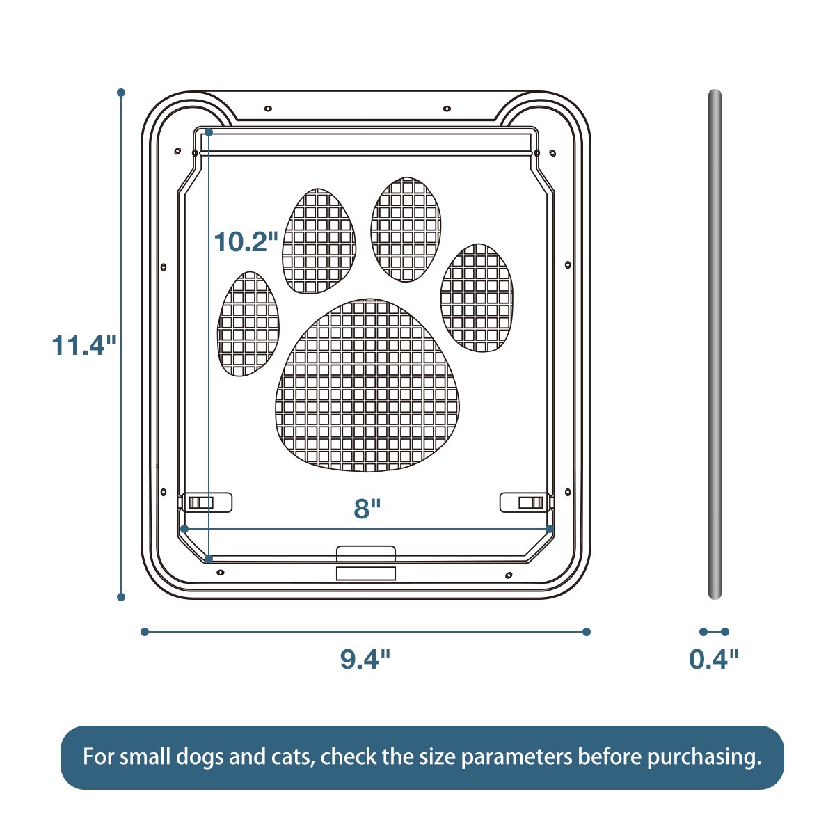 PETLESO Dog Door for Screen Door, Cat Door Screen Small Dog Door Insert for Sliding Door Easy Install, Small 8"×10"