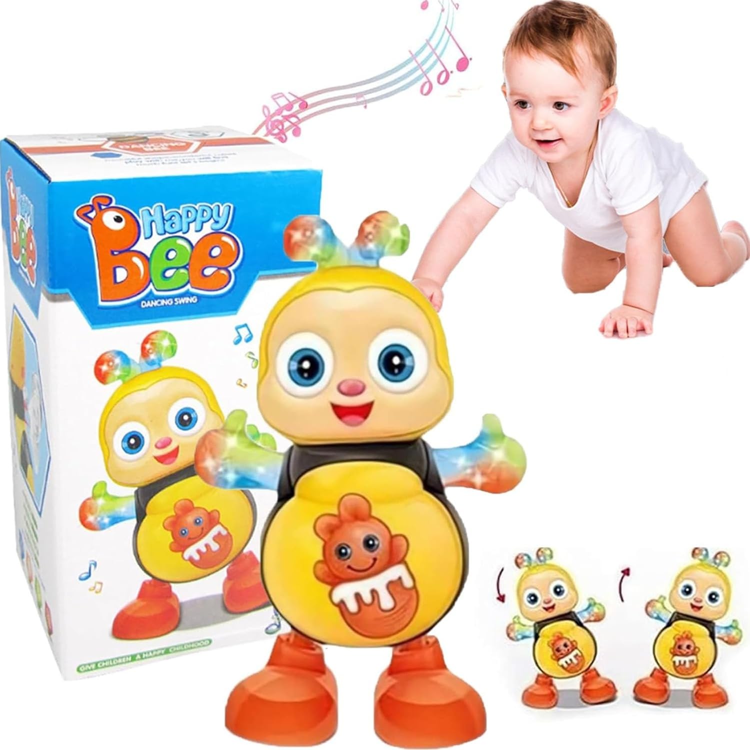 Juguete Abeja Bailarina Con Música Y Luces – 2 Unidades, Ideal Para Regalar En Navidad
