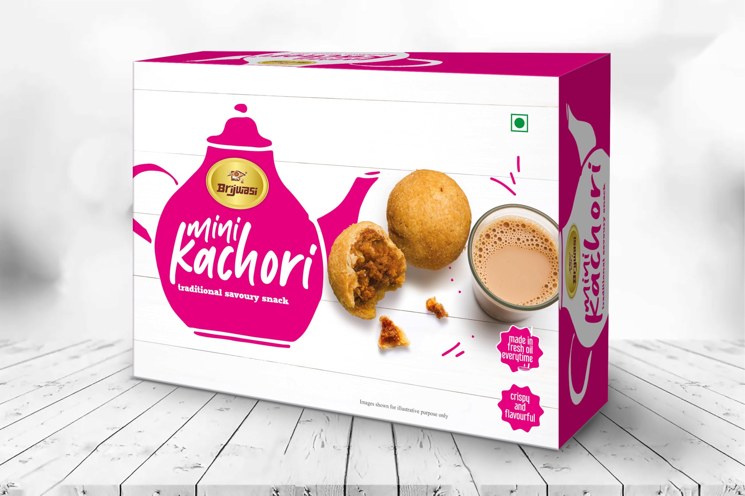 Brijwasi Mini Kachori – Authentic Indian Traditional Savoury Snack with Spiced Lentil Filling, Crispy Golden Bite-Sized Ready-to-Eat Tea-Time Delight. 500g