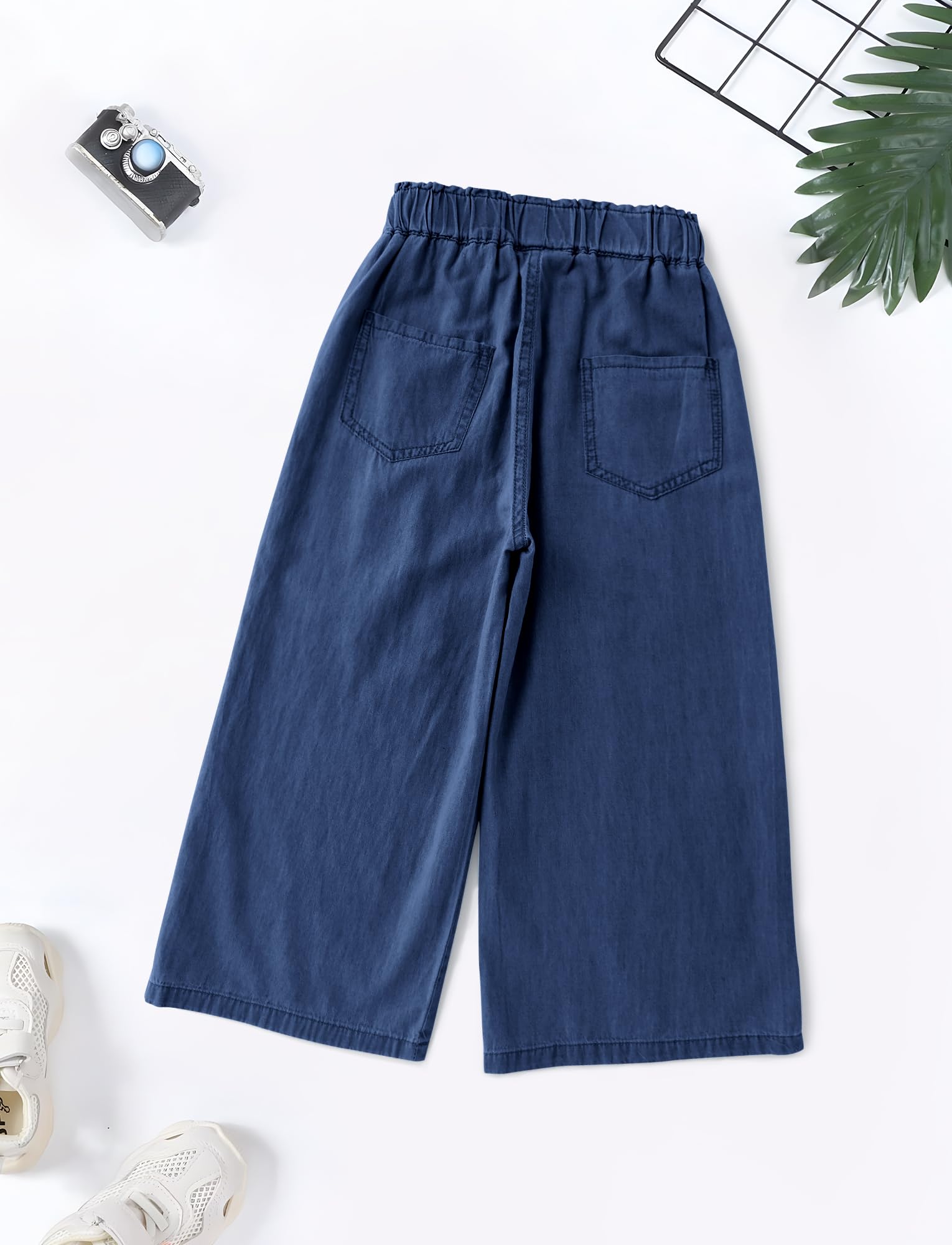 Happy Cherry Jeans Bordados Flor Bebé Niño Niña Pantalones de Algodón Denim Pierna Ancho Cintura Elástica Verano Transpirable Casual