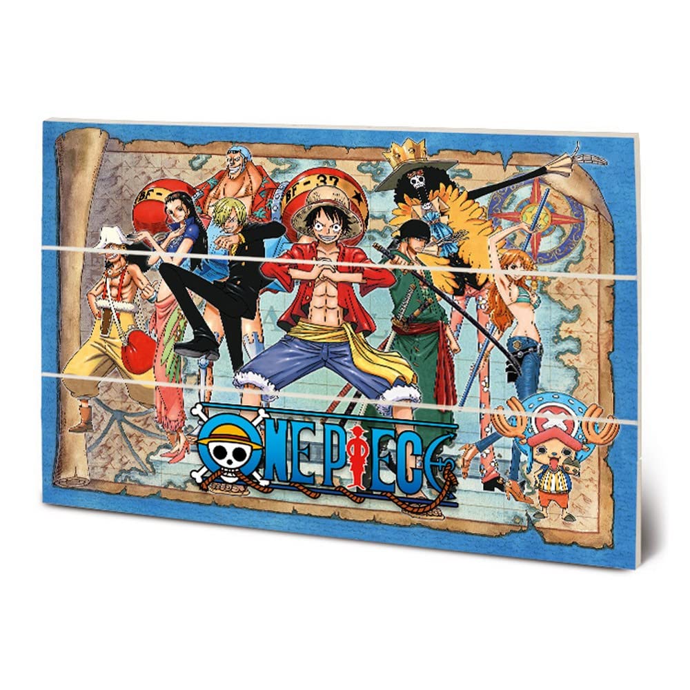 Impression sur bois One Piece d'exception : tableau Straw Hat Pirates Map unique - 2