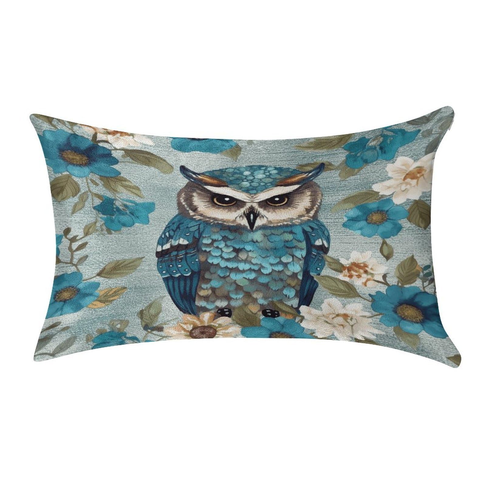 VstaDank Owl Spring Flowers Turquoise Throw Pillow Cover 12"×20" Ultra Soft Pillowcase Cozy Lumbar Pillow Shell Gold Velvet Exquisite Decorative Cushion Sham Protector for Couch Sofa Bedroom