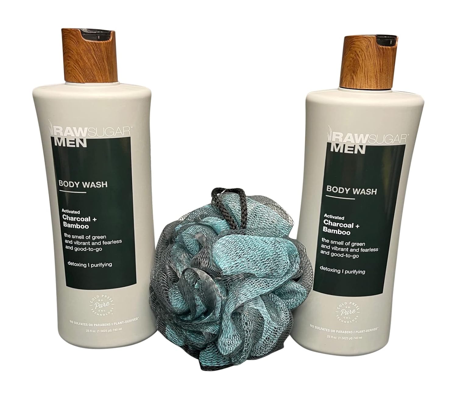 Raw Sugar Mens Body Wash Bundle 2 Charcoal and Bamboo