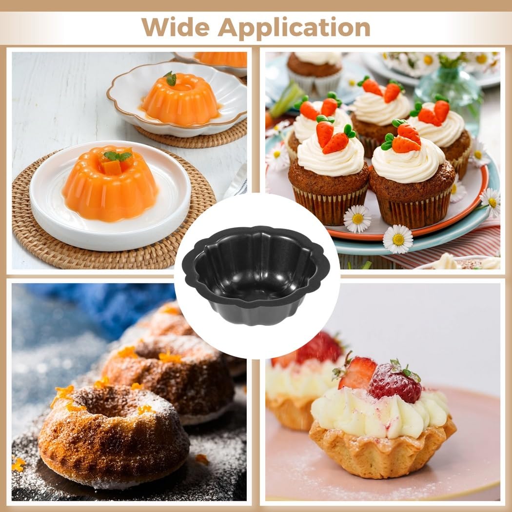 16 mini moldes antiadherentes de acero al carbono para magdalenas, cupcakes, brownies, pudines y más
